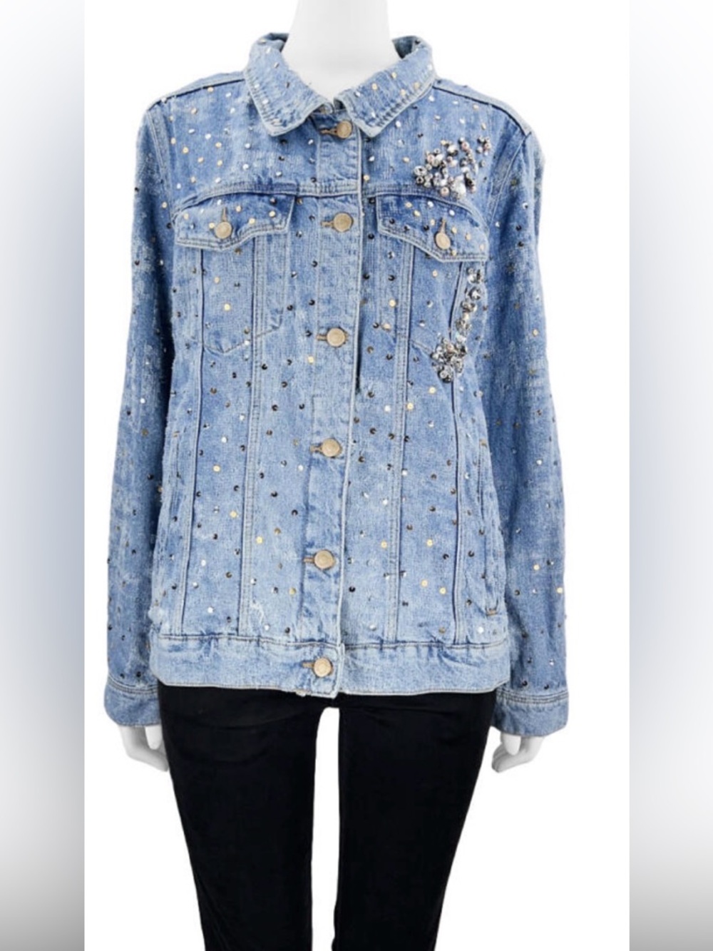 Zara Light Blue Denim Jacket with Metallic Studs